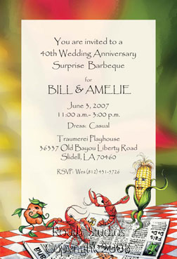 Crawfish Boil Invitations Crawfish Dancing with the Corn and Potatoes Louisiana Invitations - Cajun Invitations